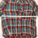 Pilcro Anthropologie Plaid Long Sleeve Buttondown Shirt in Coral Photo 7