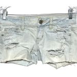 American Eagle  Jean Shorts Juniors 00 Cutoff Raw Hem Distressed Light Wash Y2K Photo 0