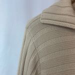 Vintage Sirio Italy Merino Wool Knit Beige Cream Button Fringe Cardigan Sweater Size L Photo 3