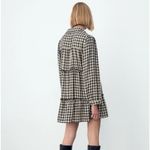 ZARA Gingham Plaid Button Front Tier Layered Mini Dress Black Size XS Photo 1