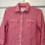 American Eagle Outfitters Favorite Shirt pink Striped Button Down Shirt size 6. Photo 1