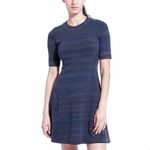 Athleta Ribbed Blue Space Dye Fit Flare Dress size S Photo 5