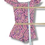 Lilly Pulitzer Lana Off The Shoulder Long Sleeve Shorts Romper Pink Blue XS Photo 12
