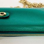 Coach NWT Leather crossbody phone Card Carrier Green With A Chain Photo 2