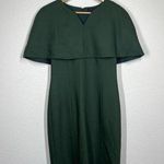 Worth New York Cape Sheath Dress Size 4 Dark Green Wool Blend Photo 0