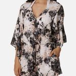 Bar III  Hidden Marble Tie Dye Swim Cover Up Romper Sz S Blush Pink Black Shorts Photo 0