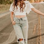 White Cropped Blouse Size 4 Photo 0