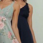 Flora Nikrooz Women's V-Neck Lightweight Soft Lace Trim Chemise Mint and Navy Photo 1