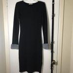 ZARA black bodycon knit midi dress fur cuff sleeve detail medium Photo 1