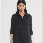 Aritzia NEW  Babaton Button Up Utility Linen Shirt Black Photo 3