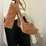 Veronica Beard Fletcher Heel Brown Suede Leather Hazelwood $450 Platform Wedge 9 Photo 8