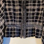 St. John  Tweed Knit Women Zipper Blazer Size 10 Black Lime Green Tan & White Photo 2