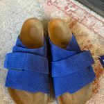 Birkenstock  Royal Blue Textured Slides W 11 M9 Kyoto Nubuck-Suede Leather Photo 4