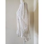 Stradivarius  Shirt Women Small White Striped 3/4 Sleeve Button High-Low Photo 5