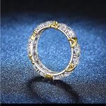 Anthropologie Tiffany Style Gold and Silver Women's Ring 9.25 Sterling Silver & Moissanite Photo 2