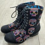 Iron fist  Sugar Hiccups Sequin Skull Combat Boots sz 5 Photo 3