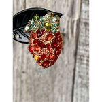 BaubleBar Crystal Strawberry Rhodochrosite Stud Earrings Gold Tone Costume Jewel Photo 1