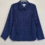 C.J. Banks Blue on Blue Raised Floral Design Full Zip Jacket Size XL Photo 0