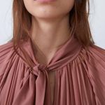 ZARA  Pleated Long Sleeve Tie-Neck Mini Dress in Dusty Rose Pink Bloggers Fave, M Photo 5