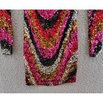 B Darlin Sequined Low-Back Mini Dress Juniors XS Multi Crew Neck Long Sleeve Photo 2