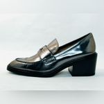 Coach  Heath Block Heel Penny Loafer Mirror Metallic Leather size 9 EUC Photo 1