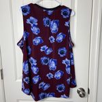 Elle NWOT women’s maroon purple blue floral sleeveless tie stretch blouse XXL Photo 5
