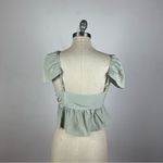 Stone Cold Fox  Sage Green Silk Ruffle Tie Crop Top Photo 6