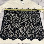 Ann Taylor Pullover sweater Size large Cream Black Lace Front Long Sleeve Sz S. Photo 6