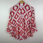 John Mark Ikat Linen Blend Button Down Shirt Size PXL Boho Artsy Resort Colorful White Photo 3