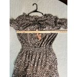 EXPRESS Women's Medium Ruffled Dress Cheetah Print Tassled Neck Bell Sleeves NWT Photo 6
