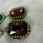 Shades of Green, Red, Purple Pierced Post Dangle Drop Earrings Faux Pearl Accent Red Photo 14