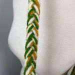 Vintage Hand Crafted Yarn Crochet Striped Boho Shoulder Bag Braided Strap Green Photo 7
