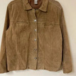 Chico's Womens Size 3 Suede 100% Leather Lined Tan Jacket With Metal Buttons Photo 1