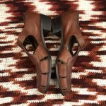 VTG Brown Leather woven Fisherman Pilgrim Sandals Maryjane loafers flats shoes #peasant #cottagecore #western #boho, #indie vintage Size 9 Photo 2