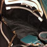 Henri Bendel CARLYLE Caviar Tumbled Teal Leather Satchel Bag with Original Strap Photo 12