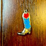 Vintage Sterling silver cowgirl boot charm pendant with turquoise coral inlay Photo 0