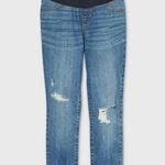 Isabel Maternity Crossover Panel Denim Distressed Skinny Jeans Size 4 Photo 0