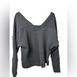 We The Free Free People Gray V-Neck Ribbed Thermal LS Shirt NWOT Photo 1