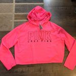 PINK - Victoria's Secret Victoria’s Secret Pink Cropped Hot Pink Hoodie Sweatshirt  Photo 0