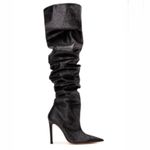 Good American  Super High Above Knee Thigh High Heeled Boots in Black Glitter 6.5 Photo 4