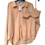 Le lis Lexi Top Women’s Med Oversized & Matched Bra Set Peach Button Up NWT Photo 0