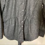 Storia Peplum Button Down Shirt Wool Hand Pockets Confetti Gray Medium Photo 2