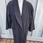 Charcoal Gray Plush Cashmere Hand Tailored Shawl Collar Overcoat Size L VNTG Black Photo 7