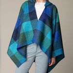 AVOCA the Mill Wool Hooded Checkered Cape Blue Size undefined Photo 0