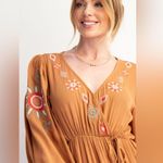 easel  Embroidered Camel Maxi Dress S Photo 14