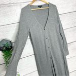 H by Halston Gray Long Button Front High Low Duster Cardigan Sweater Size Medium Photo 2