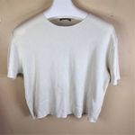 ZARA  Women's White Knit Wool Blend Crew Neck‎ Shirt Size Large Short Sleeve Photo 0