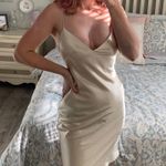 Vintage Creamy Silk Lined Spaghetti Strap Slip Dress Tan Size M Photo 0