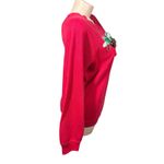 Tultex Vtg 80s Christmas Sweatshirt Red Reindeer Applique Rudolph Bells Size M  Photo 5