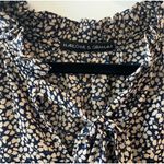 Harlowe $ Graham Harlowe & Graham Sleeveless Tunic Blouse Sz S Women’s Navy & Tan Floral Vines Photo 5